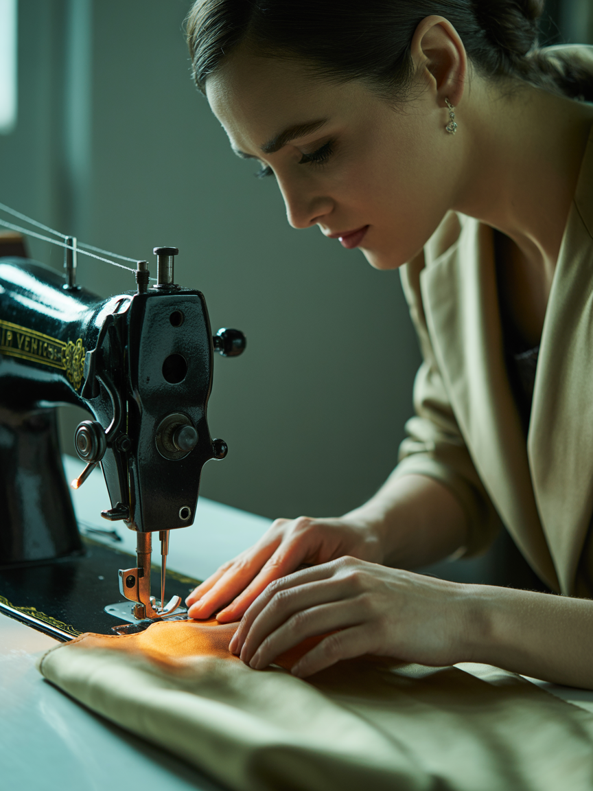 Professional seamstress performing expert clothing alterations at StitchPro