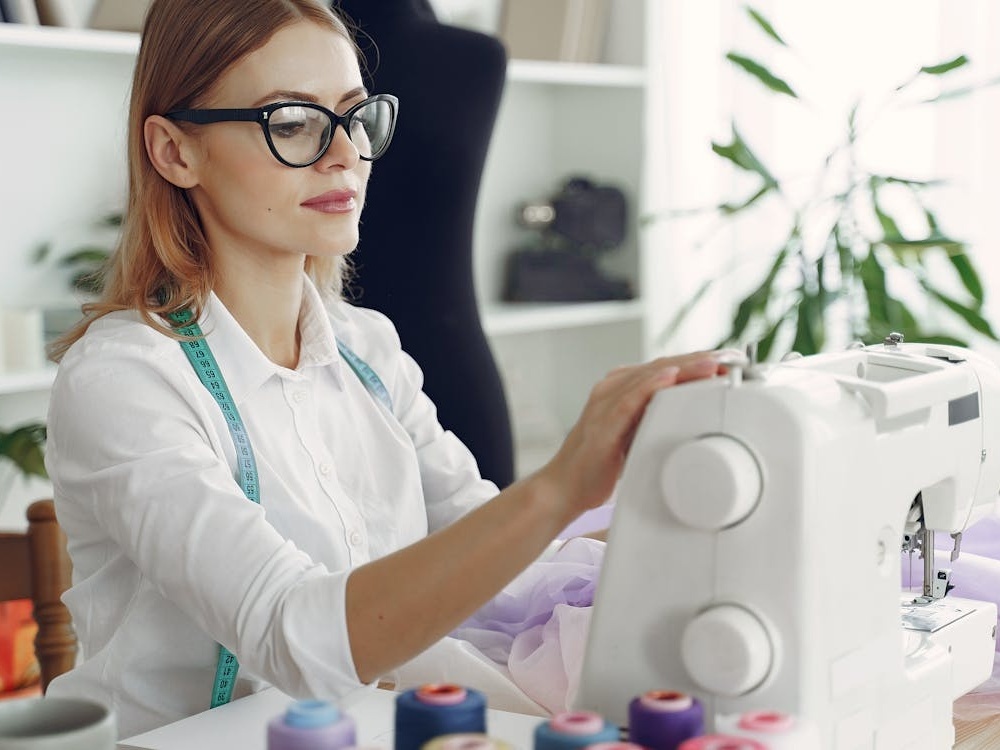 Professional seamstress at work